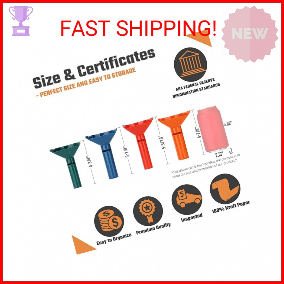 Coin Storage Sorter Tubes 4 Color Coded Counters Assorted Wrappers