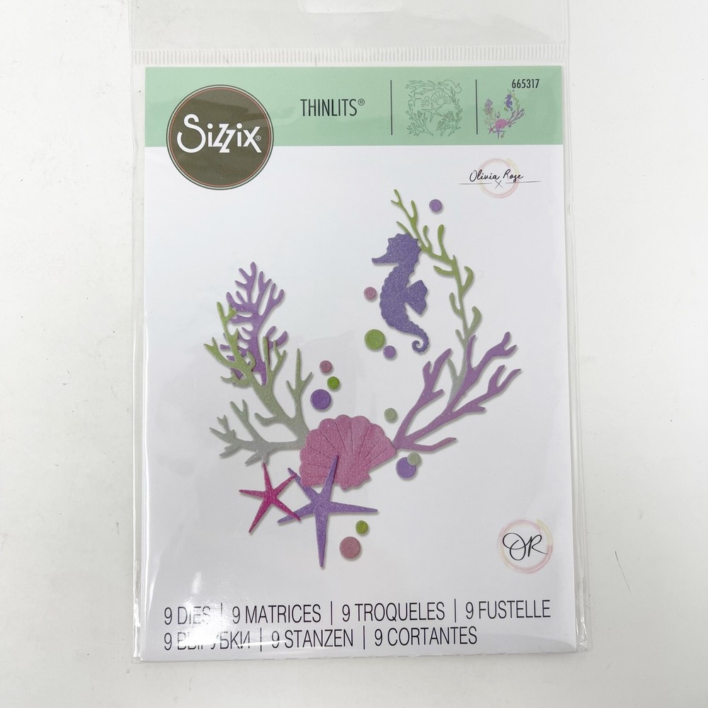 Sizzix Thinlits Cutting Dies Coral Wreath Beach Ocean Bundle & Oil Pastels NEW