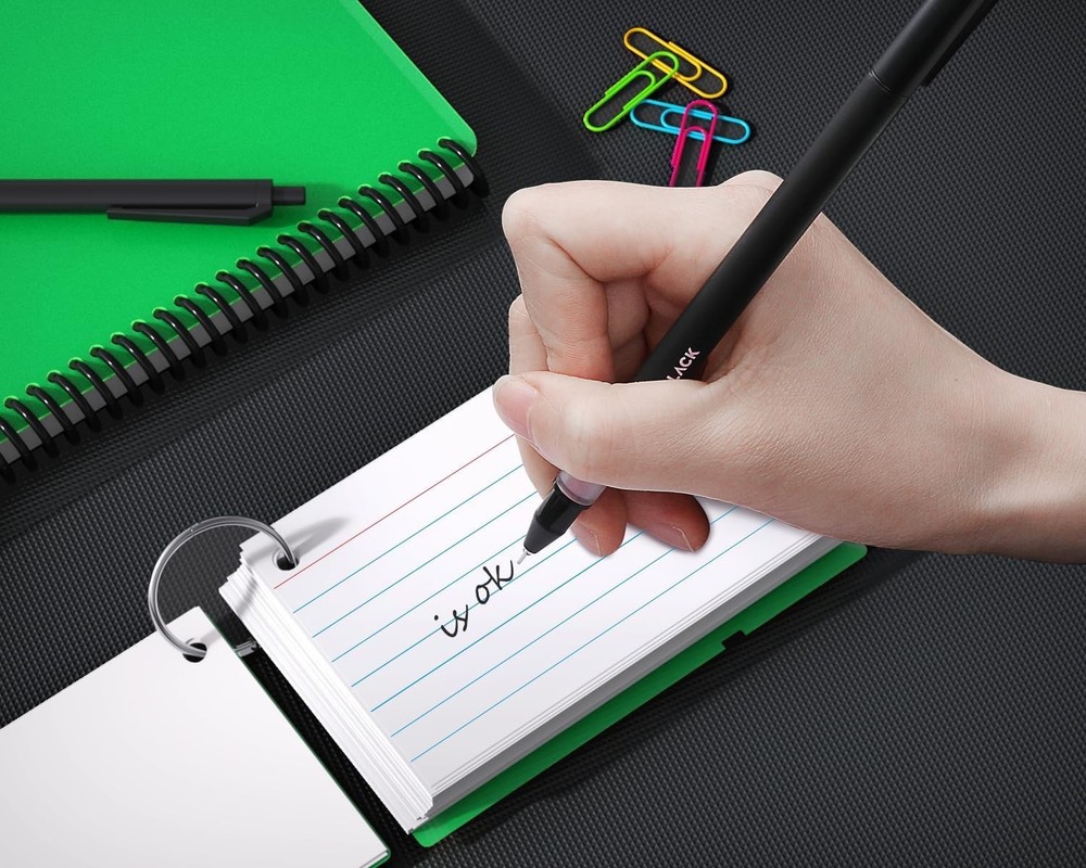 3x5 Flash Cards Set with 4 Color-Coded Rings for Easy Note Organization