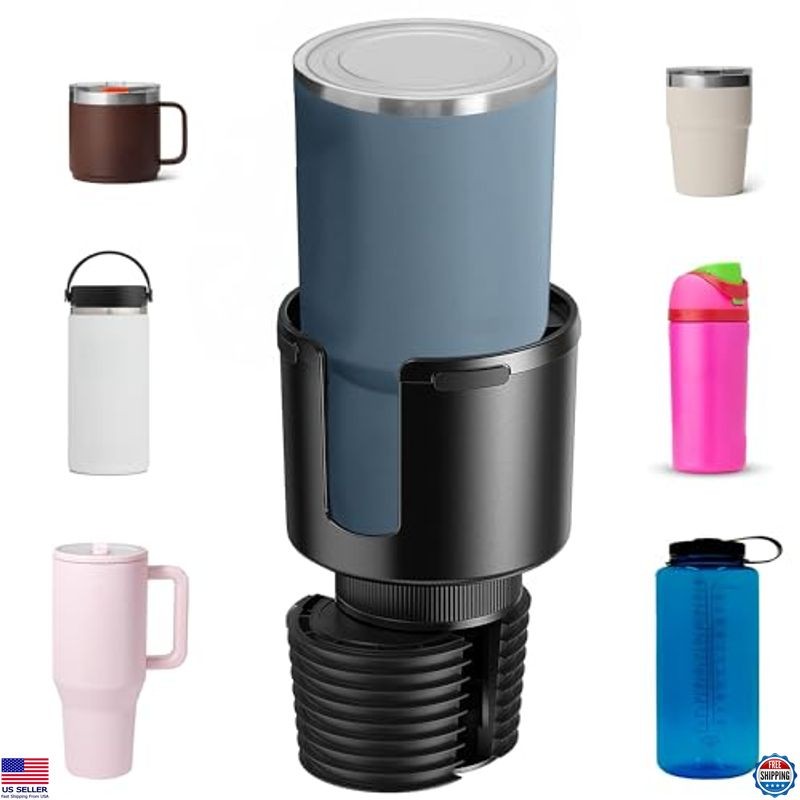 Car Cup Holder Expander - Stretchable Rubber Base Adapter for Large Bottles -