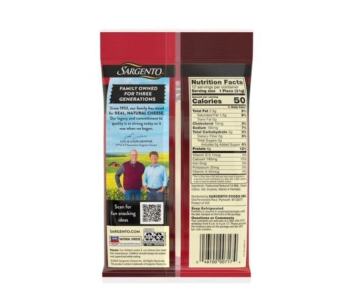 Sargento Natural Light String Cheese Snacks, 0.75 oz, 12 count (2 Pack)