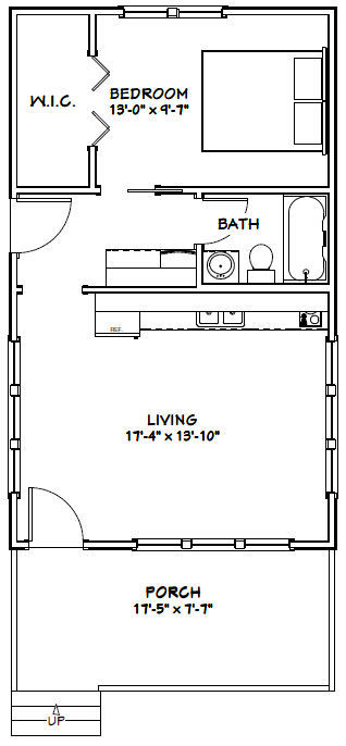 18x30 Tiny House -- 540 sq ft -- PDF Floor Plan - Model 5A