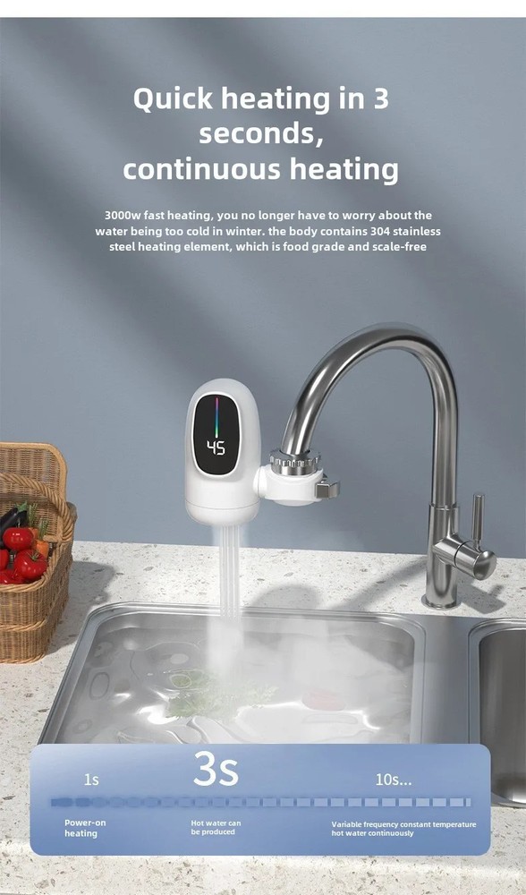 Instant Heating Faucet Water Tap Tankless Water Heater Electric Kitchen Faucet
