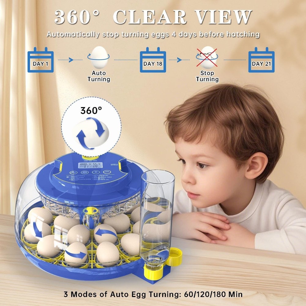 Incubators for Hatching Eggs, 18-Egg Incubator with Automatic Egg Turning and...