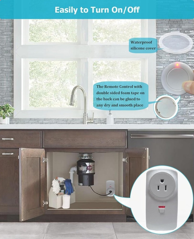 Remote Control Garbage Disposal Switch - Wireless, No Wiring Needed, Easy Setup