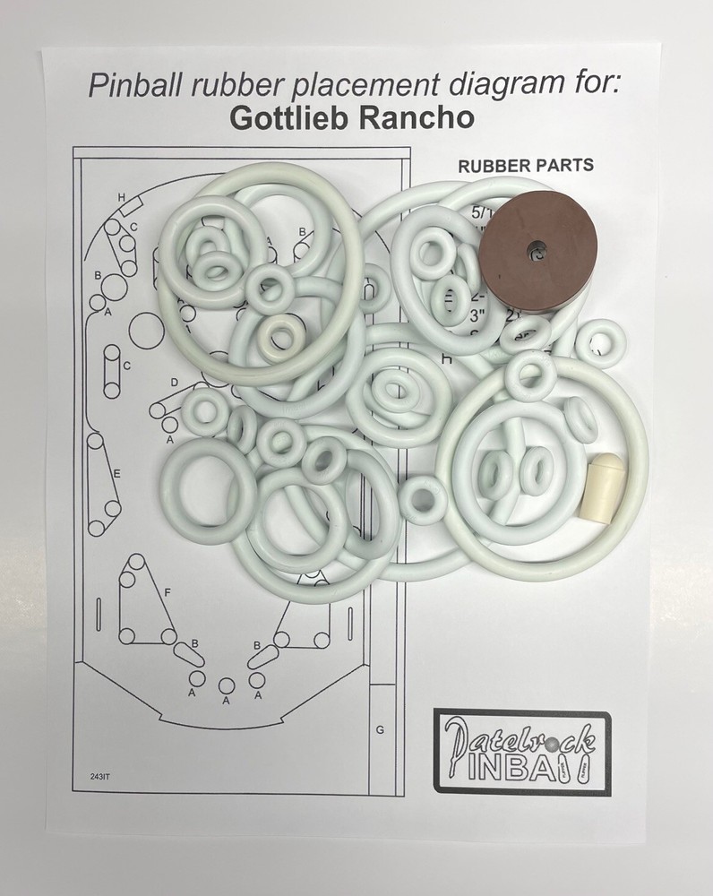 1966 Gottlieb Rancho Pinball Machine Rubber Ring Kit