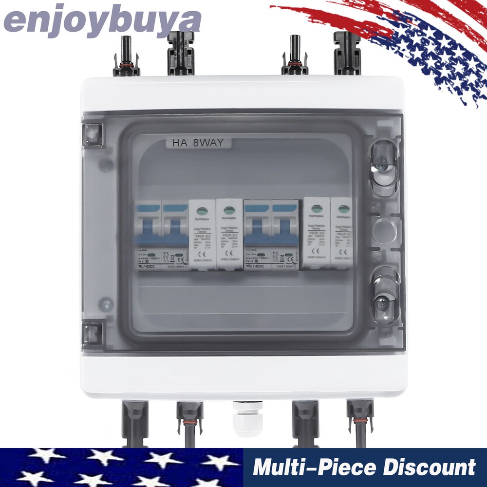 Solar Combiner Box with 2 Strings, Circuit Breaker & Manual Disconnect Feature