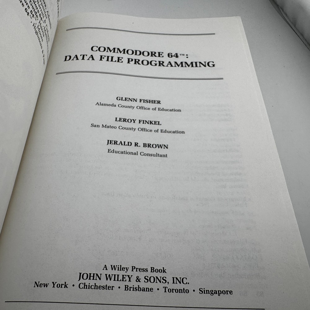 Commodore 64 Data File Programming Vintage Book