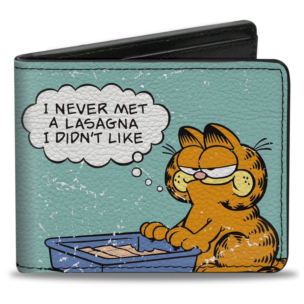 Bi-Fold Wallet Garfield NEVER MET A LASAGNA Pose Light Blue