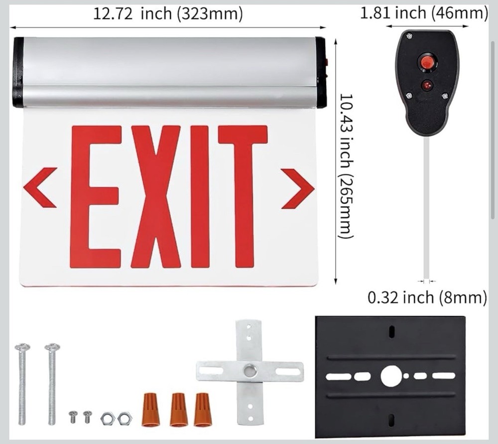 2-Red Exit Signs for Business, LED Edge Lit Exit Sign, UL 924, Hardwired