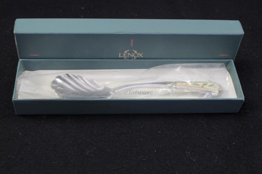 Lenox Holiday Stainless Sugar Shell Spoon in Box