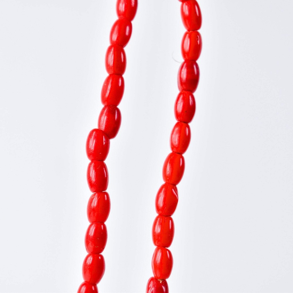 Bohemian Rice Molded Red Trade Beads