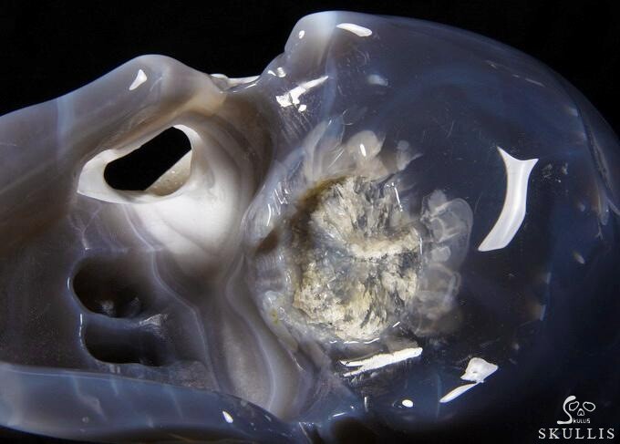 Unique Geode Huge 6.2" Agate Carved Crystal Skull