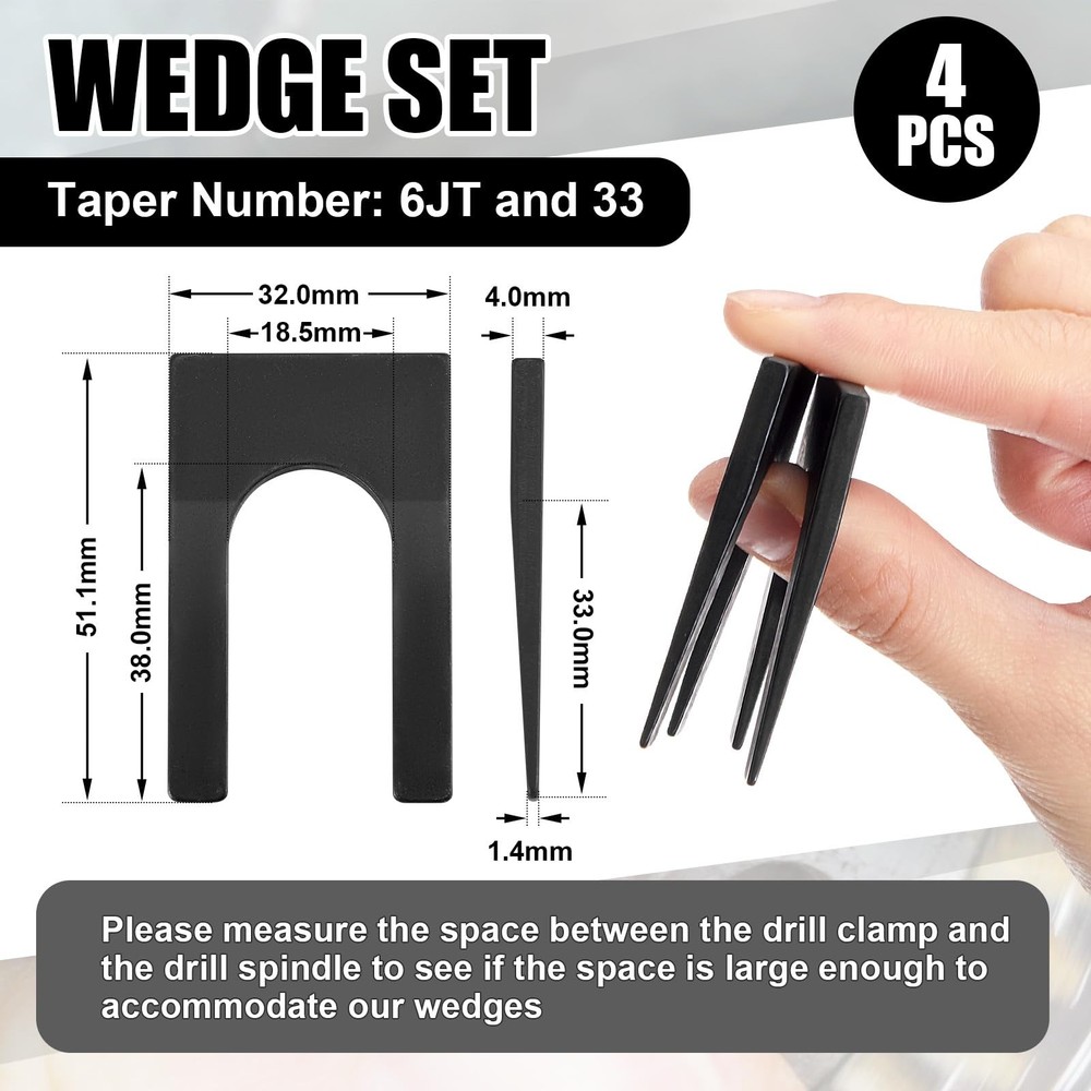 4 Pack Drill Chuck Removal Wedge Set Compatible with JT6 & JT33, Opens Approx...