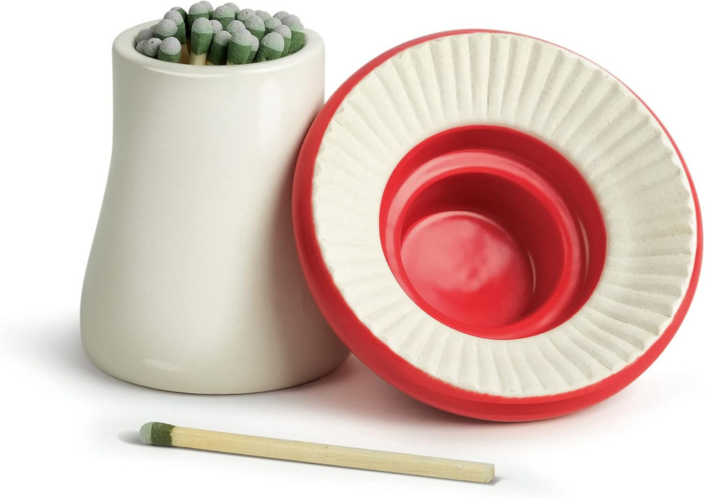 Merry Mushroom, Decorative Ceramic Match Striker and Storage