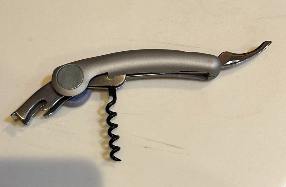 VTG MULTI PURPOSE BAR KITCHEN TOOL CORKSCREW BOTTLE OPENER PLUS GRAY SILVER 5”