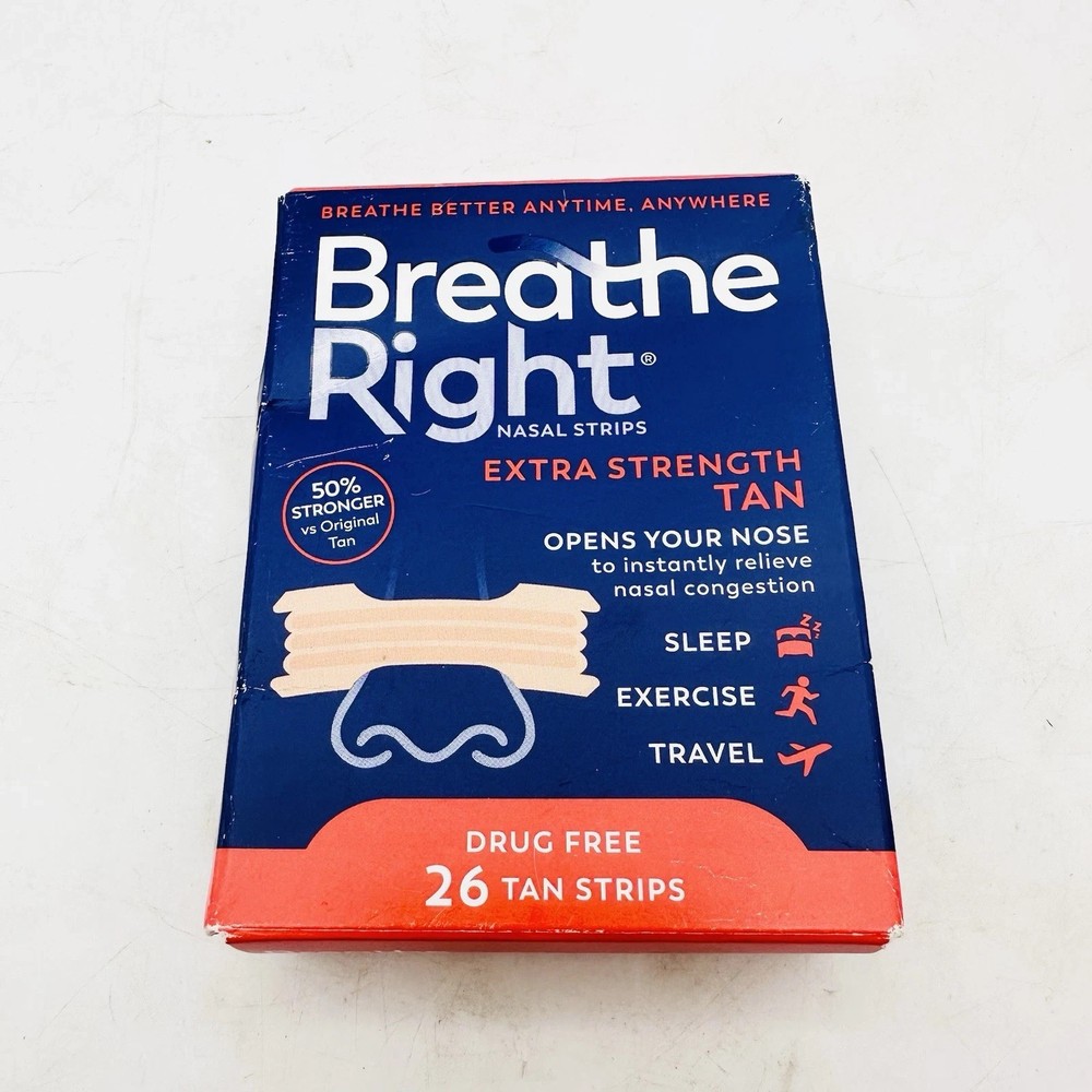 Breathe Right Extra Strength Nasal Strips 26 Count Tan Strips -  NIB 04/2030