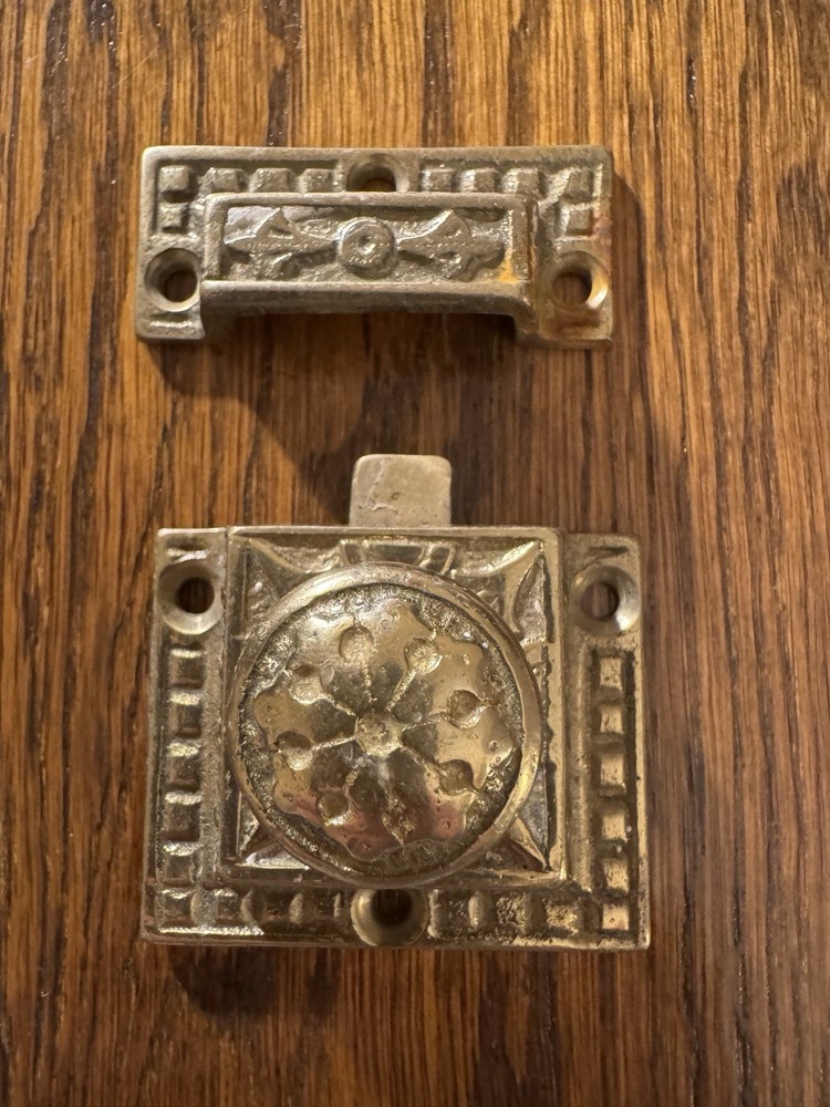 Vintage Solid Brass Cabinet Bolt Latch – Decorative Surface Mount Hardware
