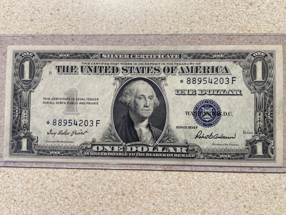 7 ea. 1935F $1.00 Gem Unc. Silver Certificate 'Star Notes', consecutive serials
