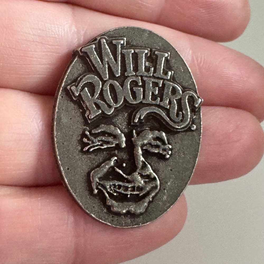 Vintage Will Rogers Pewter Silver Tone Lapel Pin Face Centennial?