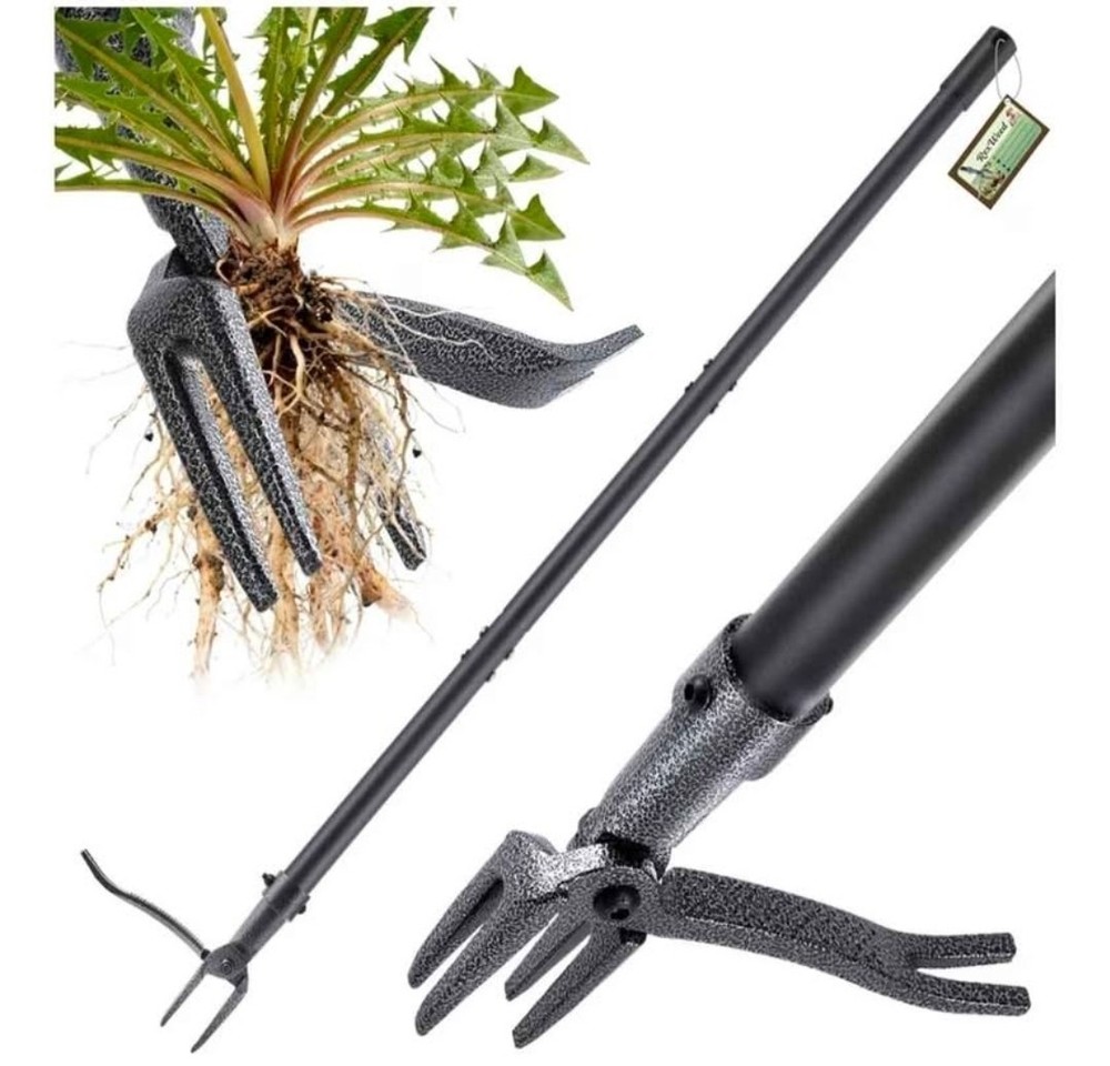 Weed Puller, Stand Up Weed Puller Tool with Steel Long Handle  4-Claw Steel H...