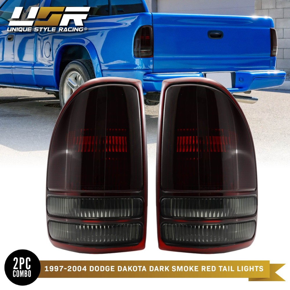 Dark Smoke Red Tail Light Set Left+Right For 1997-2004 Dodge Dakota Pickup Truck