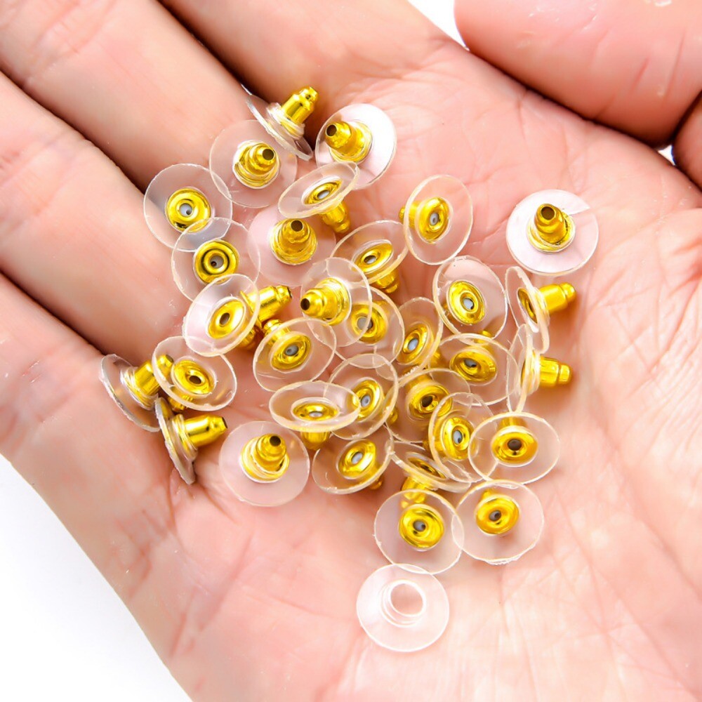 500Pcs Earring Back Stopper Clutch Ear Locking with Pad for Studs Fishhook
