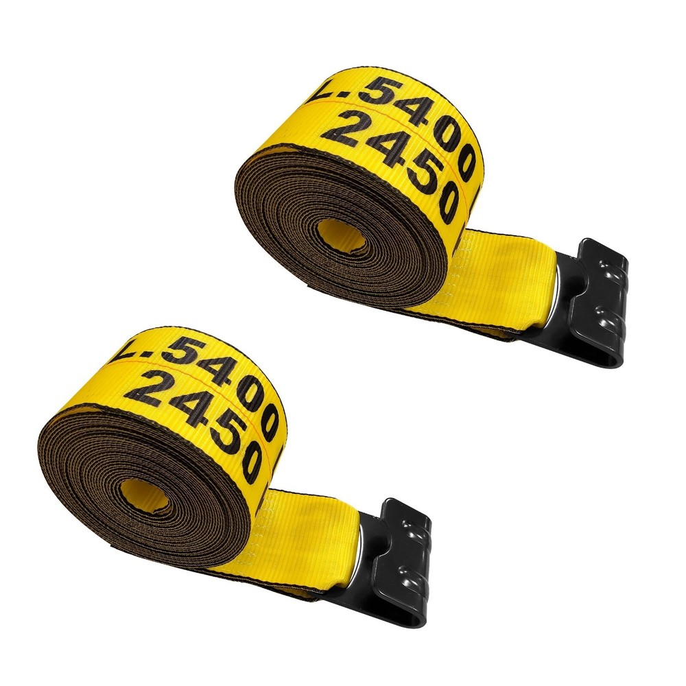 2 Pack Flatbed Truck Tie Down 4" x 30' Winch Strap with Flat Hook WLL 5400 LBS