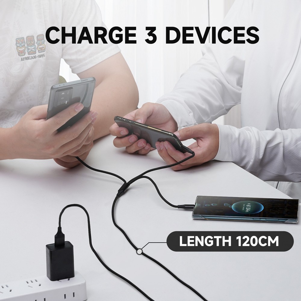 3 in1 Multi USB Charger Charging Cable Micro USB Type-C for iPhone Samsung