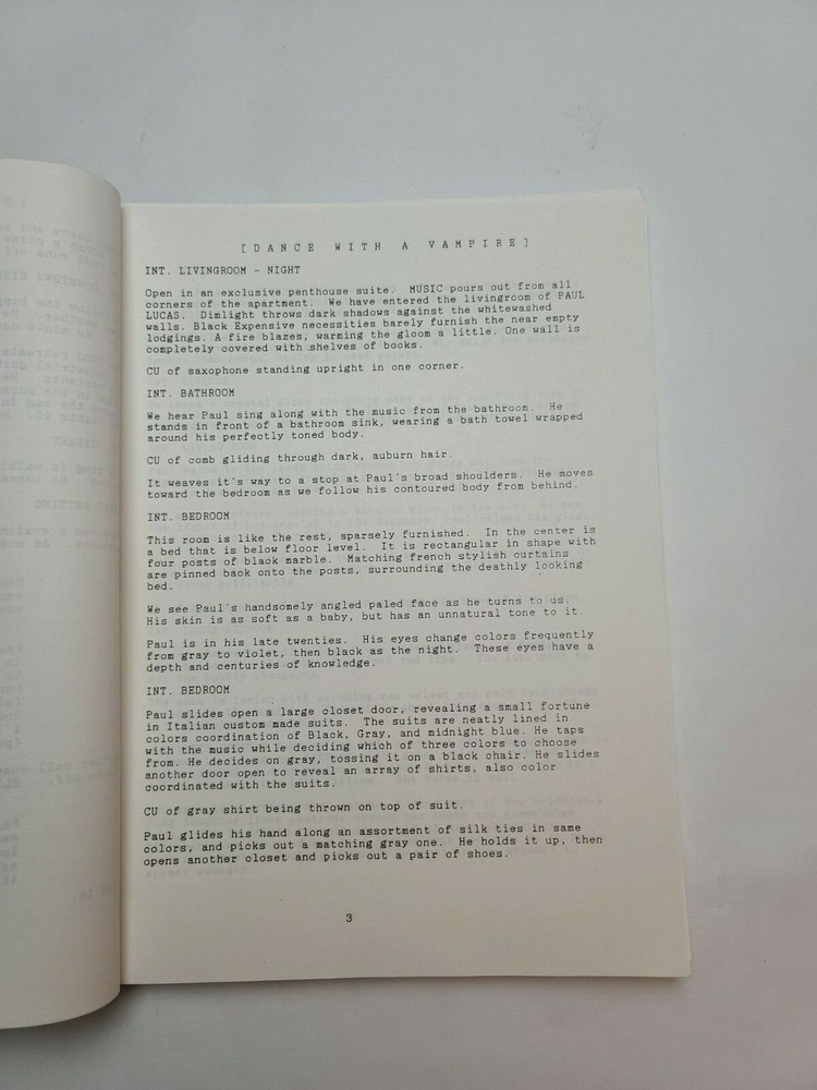 DANCE WITH A VAMPIRE / Rachel Gordon & Mark Headley 1993 Unproduced Screenplay