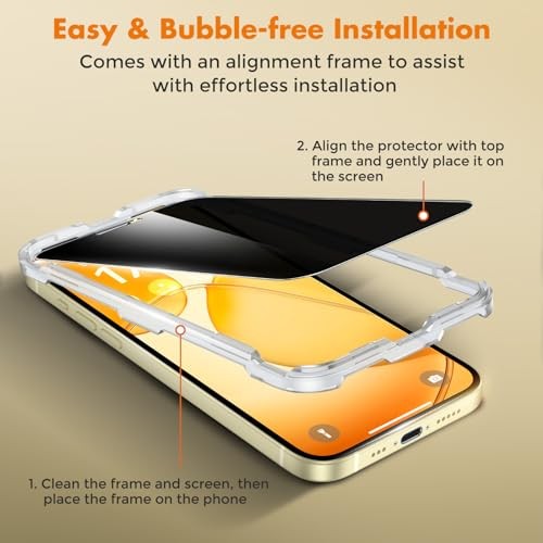 Privacy Screen Protector for Full Coverage Shatterproof Tempered iPhone 15