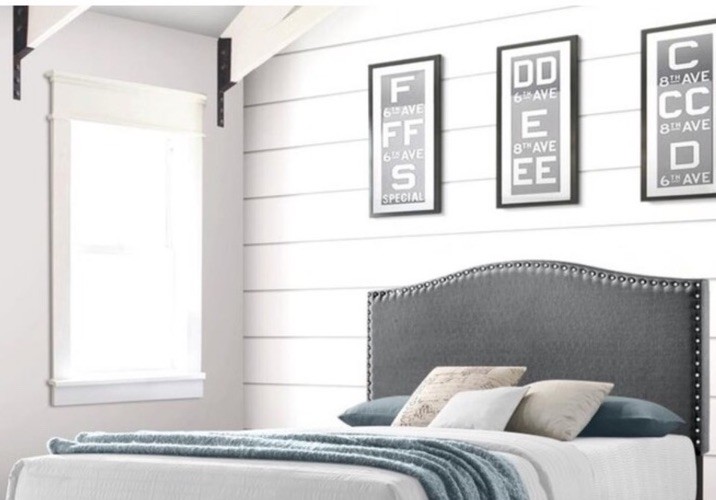Belle Isle Ivey Upholstered Headboard, Full, Gray