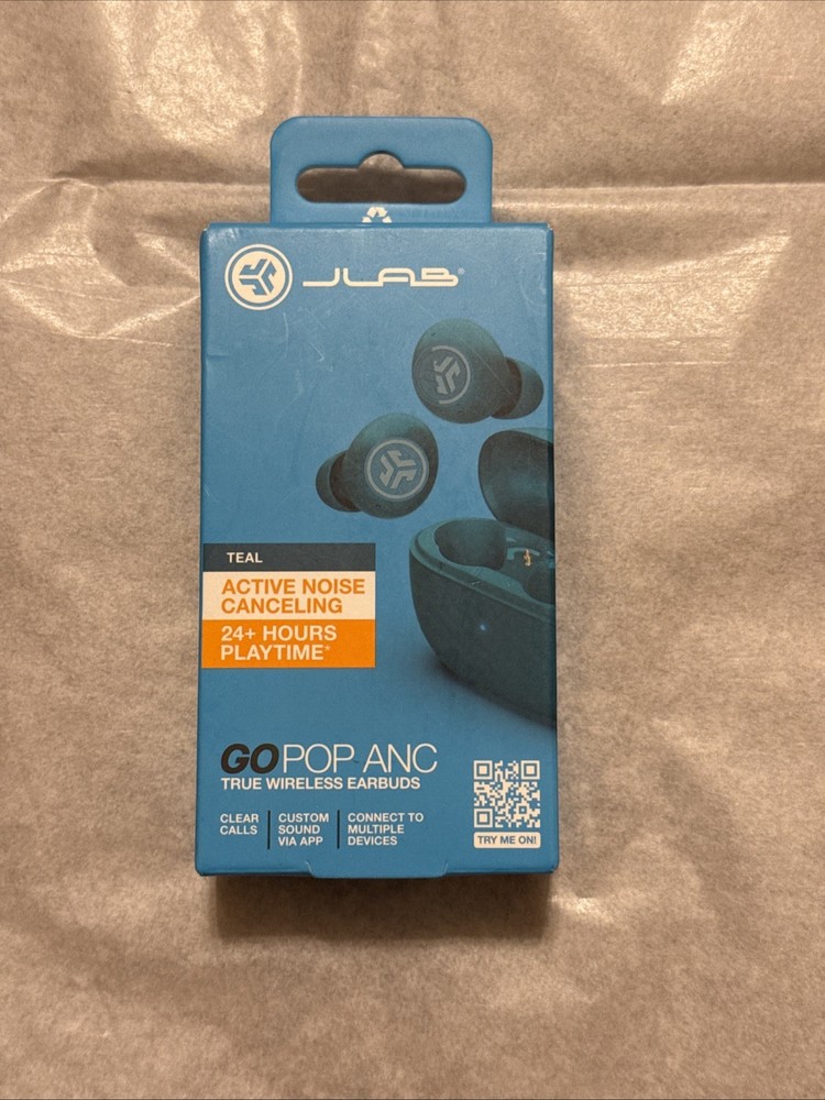 JLab Go Pop ANC True Wireless Bluetooth Earbuds - Transparent/Clear Teal