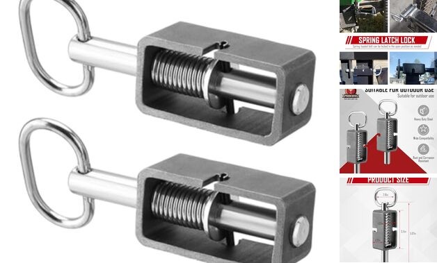 Weld-On 5/8" Spring Latch Assembly with Plain Tube, Trailer Gate Pack of 2