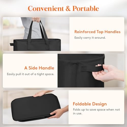2 Pack Slim Laundry Hamper, Collapsible Narrow Laundry Basket, Small 65L Black