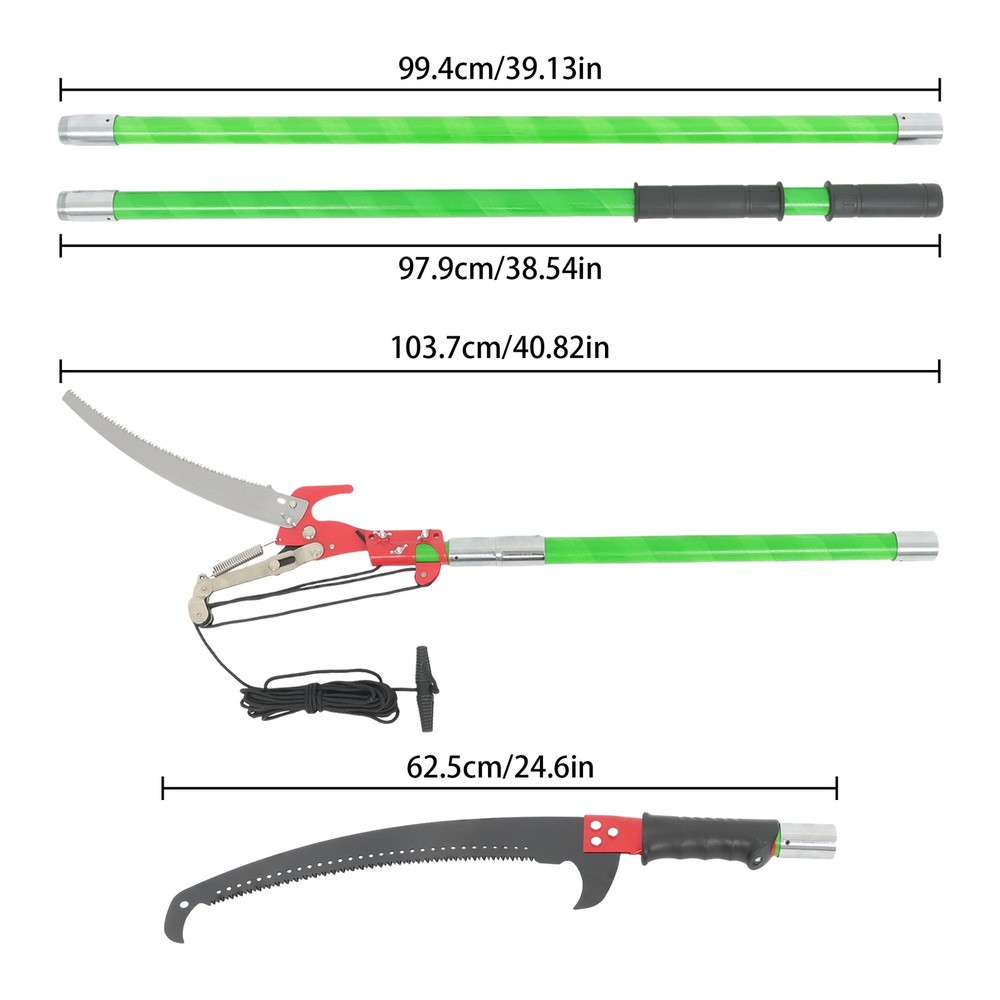 1 × 30ft Pruner Saw Combination Extendable Tree Trimmers Section 9 Green New