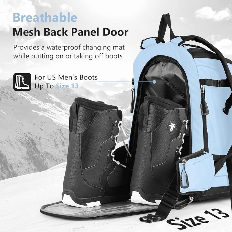 Ski Boot Bag Waterproof Durable Backpack W/ Drain Holes & Extra Pockets New