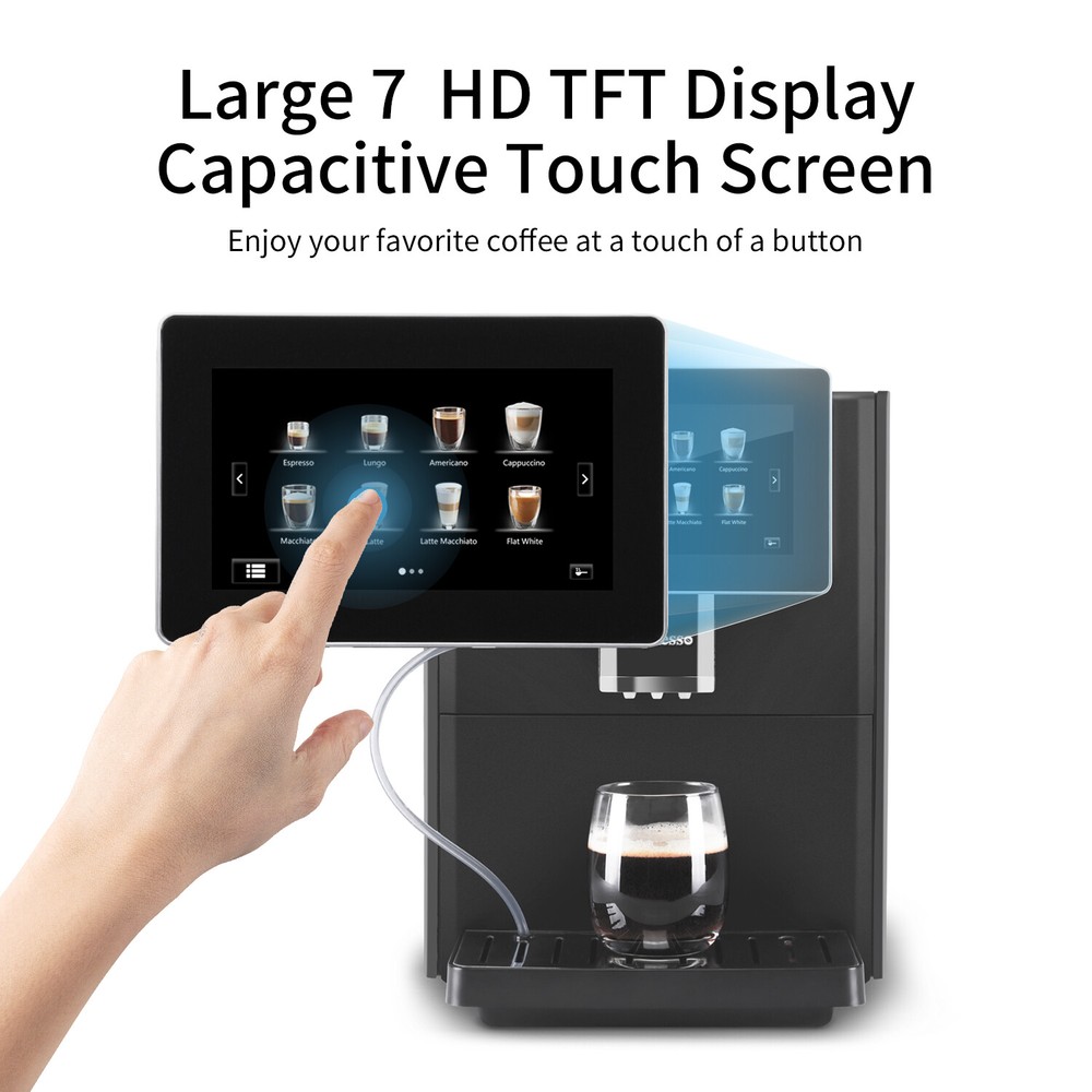 Hipresso Super-automatic Espresso Coffee Machine -Large 7 Inches HD TFT Display