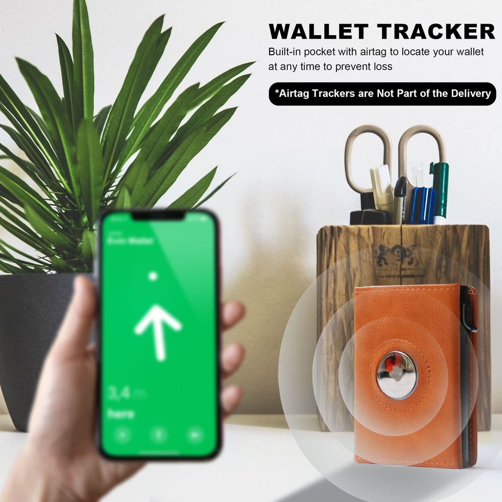 Airtag Wallet for Men with RFID Blocking - Smart Leather Wallet with Auto Eje...