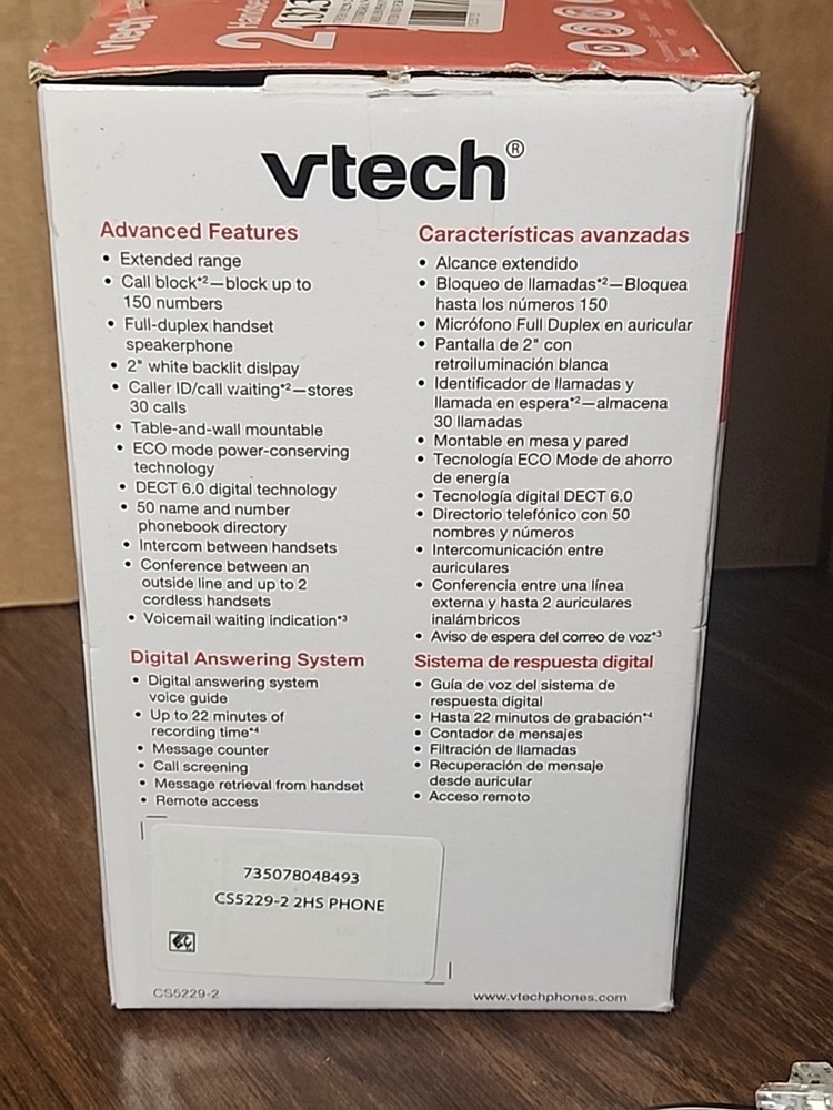 VTech CS5229-2 DECT 6.0 2-Handset Cordless Phone