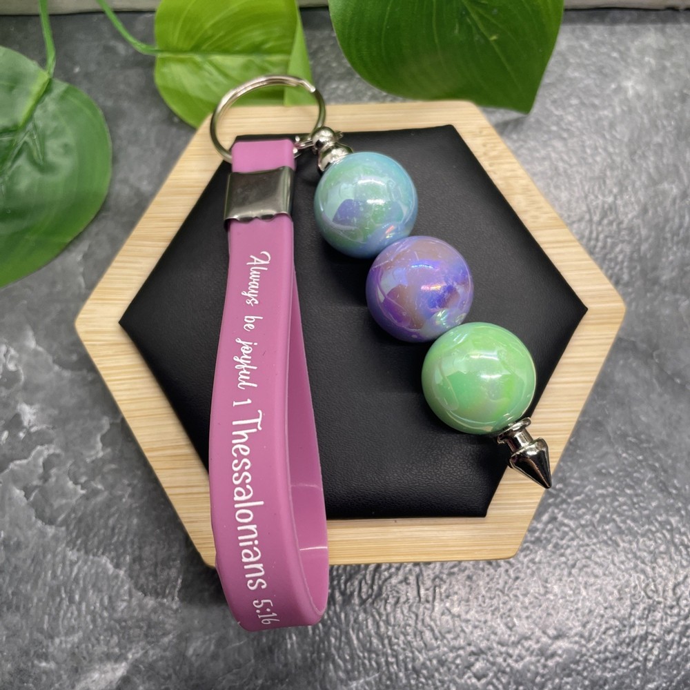 4.5” Silicone Always Joyful Scripture Keychain Purse Backpack New Free Ship B904