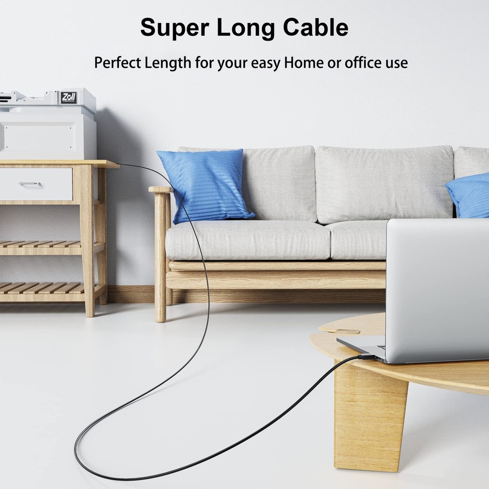 Printer Cable 20 FT - USB A to B 20FT, Black 20 feet