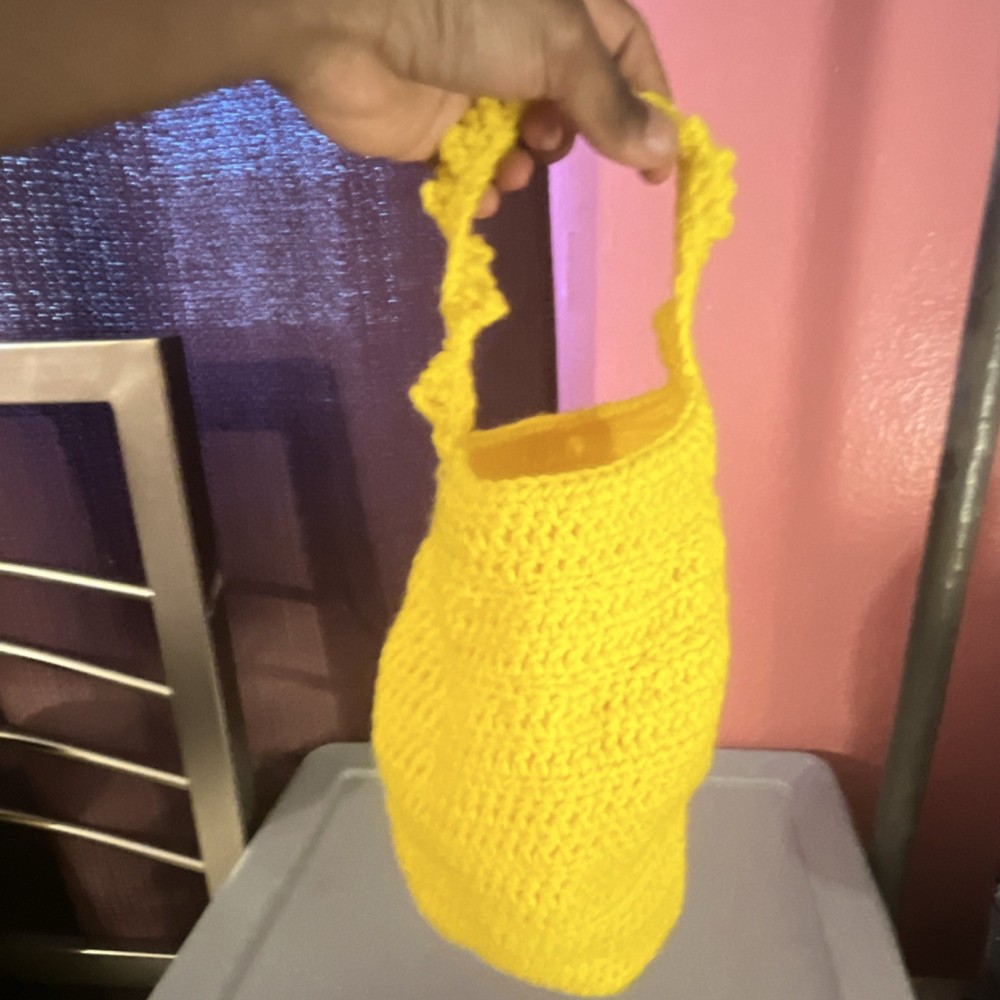 Handmade Yellow Crochet hand bag