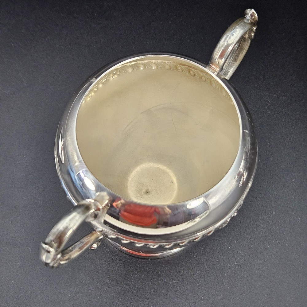 Sheridan Silverplate on Copper Creamer Sugar Set Pedestal Base