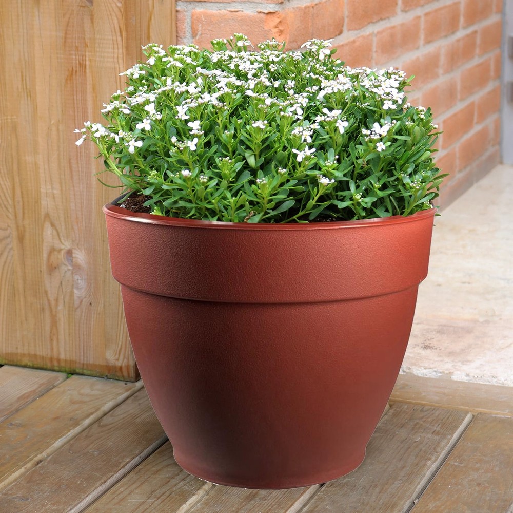 Jacinto Recycled Planter 12 inch Opening Diameter Red Color