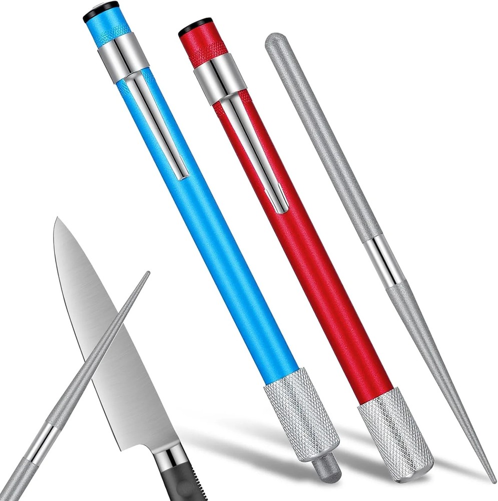 2 PCS Diamond Sharpening Rod, Pocket Knife Sharpener Rod Retractable Knife Sharp