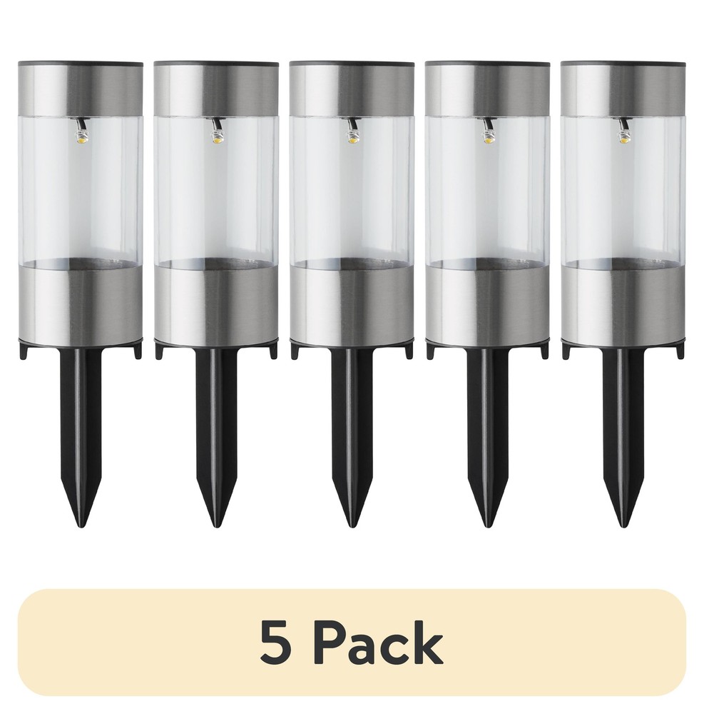 (5 pack Stainless Steel Solar Powered Mini Bollard Path Light