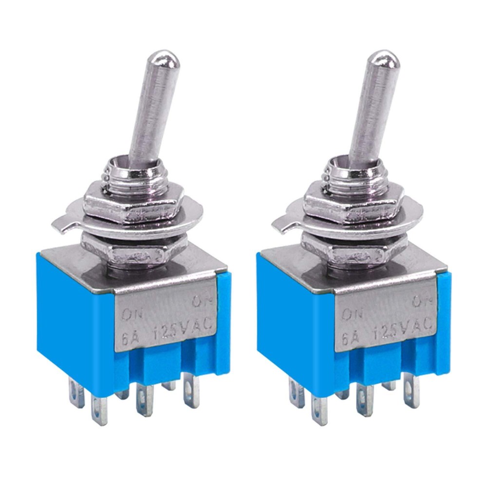 10pcs Dpdt Mini Toggle Switch 6pin 2 Position On/on Miniature Toggle Switch 6a 1