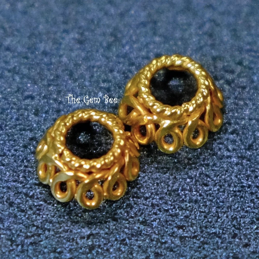 4.5mm 18k Solid Yellow Gold Petite Bead Cap Finding (2) or (10)