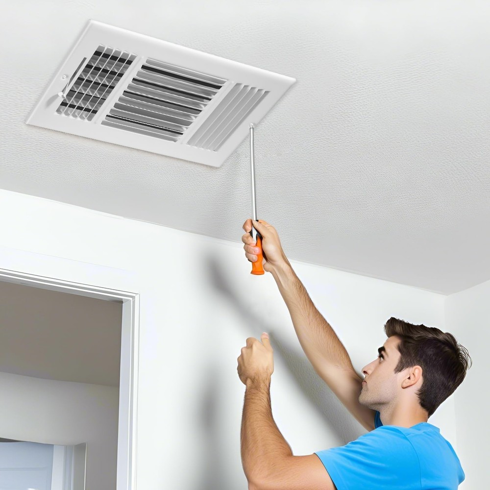 4 Pcs 12x4 Inch Ceiling Vent Register for Home, White 3 Way Sidewall Solid St...